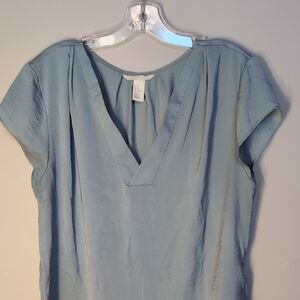 H&M Blue Cap Sleeve Relaxed Blouse